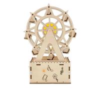 Wooden Ferris Wheels Musical Box, Rotating Ferris Wheel Assembly, Wooden Hobbies Projects Building Set, 4.33x2.56x7.87 inches Music Boxes Model for Teens Boys Girls