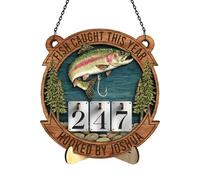 Wooden Fish Caught This Year Sign, Hanging Fishing Tracker Display Sign for Fisherman, Rustic Wooden Fish Caught Counter for Grandpa Dad Husband Boyfriend Brother