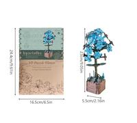 Wooden Flower, Intricate 3D Model Puzzle, Botanical Building Kit, Adult Craft Project, Decorative Centerpiece, Relaxation Toy, Kids Creative Activity, Shelf Display, Desk Ornament