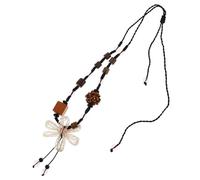 Wooden Flower Necklace Bead Pendant Women's Boho Jewelry Vintage Comfortable Wear
