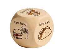 Wooden Food Dice - Date Night Decider Toy | Funny Decision Making Game | Cena Choice Family Activity for Couples Valentines Christmas Wedding Aniversaries Birthday Gift 3x3 cm 10g