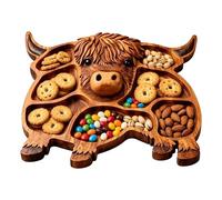 Wooden Food Serving Platter - Cow Shaped Cheese Board for Appetizer Presentation | Rustic Style with Charcuterie Tray, Food Trays for Fruit Vegetables Meat Kitchen Table Decor, 12.99x11.81x0.79 Inch