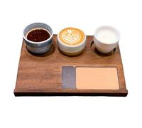 Wooden Food Tray - Breakfast Tray Wooden | Retro Three-Grid Coffee Cup Holder | Solid Wood Beverage Trays, for Coffee Shop Tea Cup Organizer, BBQ Lunch Dinner Appetizers, 28x20x2.1cm