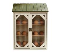 Wooden Fresh Egg Holder Countertop, Egg Storage Rack with Wire Mesh Window for Countertop, Farmhouse Storage Organizer Cabinet with Double Doors for Home Kitchen
