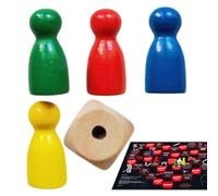 Wooden Game Pawns, Chess Pieces Game, Classic Style Family Fun Travel Friendly Multi Gift Idea Simple Setup Lightweight Design, Multicolor Checkers Components for Men & Women