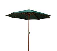 Wooden Garden Parasol, 2.7m Outdoor Patio Umbrella UV Protection, Portable Compact Sun Shade Canopy with Wood Pole & 8 Ribs, Green