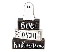 Wooden Ghost Decor, Halloween Table Sign, 5.91x1.38x8.66 inches, Rustic Indoor Display, Party Accent, Cute Festive Design, Perfect for Mantle Styling, Farmhouse Shelf, Holiday