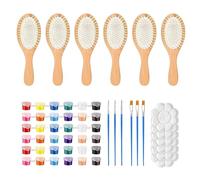 Wooden Hair Brush Painting Kit - Wooden Hair Comb Hand-Painted Set, DIY Wood Hairs Brush, Hairs Comb Craft Set For Craft Enthusiasts Adult Women Art Beginners Party Planners Home Crafting