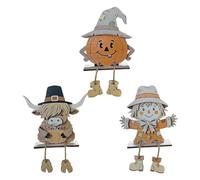 Wooden Halloween Table Decor, Seasonal Desk Decoration, Festive Table Decor