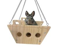 Wooden Hamster Hammock, Climbing Enrichment Toy, 4.72x4.72x7.87x6.49 Inches Portable Swing with Sturdy Build, Indoor Pet House, Small Animals Toy with Fun Design, Habitat Accessory for Ferret