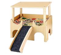 Wooden Hamster House, Double-Layer Habitat Playground, Hamster Toys Shelter with Ladder, Chinchilla Cage Accessories, Ideal for Rabbits, Ferrets & Gerbils