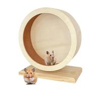 Wooden Hamster Wheel - Quiet Running Spinner | 21cm Exercise Accessory with Low Noise Bearing, Solid Wood Construction with Stable Stand, Small Animal Cage Equipment for Gerbil Chinchilla Fitness