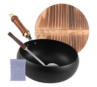 Wooden Handle Kitchen Supplies With Spatula | Iron Pot - Cast Iron Kitchen Cooking Pot For Electric Cooktops Meat Vegetable Noodles Soup Home Restaurant Camping