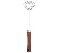 Wooden Handle Semi-Automatic Eggbeater for Frothing, Mixing, and Whisking, Hand Push Egg Whisk Blender for Baking, Home Cooking, and Beverage Preparation Kitchen and Cooking