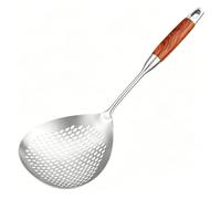 Wooden Handle Stainless Steel Skimmer, 17 Inch Deep Fryer Scoop and Slotted Spoon for Cooking, Frying & Draining (1PC)