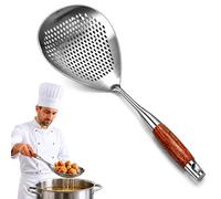 Wooden Handle Stainless Steel Skimmer, 45cm Spider Strainer Spoon with 17 x 13cm Wide Head for Deep Frying, Pasta, Noodles, Dumplings and Oil Draining (3PCS)