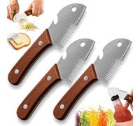 Wooden Handled Household Scallion Slicer,Multifunctional Butter Cutter Vegetable Peeler,3-In-1 Vegetable Peeler With Bottle Opener & Scallion Shredder,Kitchen Tool for Fruit Potato Pumpkin (3PCS)