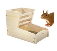 Wooden Hay Holder Rabbits, Duals-Zone Feeding Rack for Small Animals, 2-in-1 Hay and Pellet Feeder 5.71x8.66x6 Inches, Chew-Resistant Cage Accessory, Food Organizer