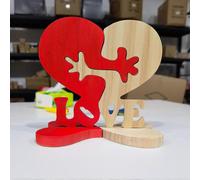 Wooden Heart Love Ornament, Valentine's Day Gifts Wooden Decoration, Love Ornament Love Hug Ornament Hugging Heart Wooden Decoration
