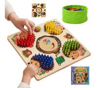 Wooden Hedgehog Peg Game - Fine Motor Skill Toy | Turntable Sensory Board