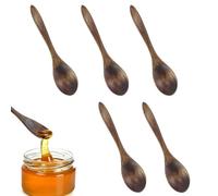 Wooden Honey Spoon, Pack of 5 Handmade Wooden Spoons, Small Natural Nanmu Soup Spoon, Mixing, Stirring, Cooking, Wooden Spoon for Hot Chocolate, Honey, Coffee, Tea, Kitchen Accessorie