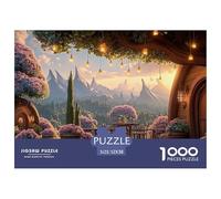 Wooden House Balcony 1000 Piezas Cartón Rompecabezas Surreal Sky City Tower Liberador De Estrés Juego Familiar Puzzle Juego De Desafío Difícil 52x38cm/1000pcs