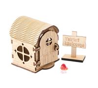Wooden Houses Craft Kit - DIY Wood Building Set with Paint and Stickers for Holiday, Home, and Event Decoration, Fairy House Craft for Windowsill, Desk, Girls, Sons, Daughter, Natural Wood