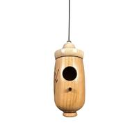 Wooden Hummingbird House - Natural Wood 12 x 5 x 5 cm 87 g Hanging Small Bird Nest Box Single Piece For Outdoor Garden - Wildlife Shelter Decor - Nature Lover Gift