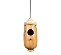 Wooden Hummingbird House - Natural Wood 12x5x5cm 87g Hanging Small Bird Nest Box Single Piece For Outdoor Garden - Wildlife Shelter Decor - Nature Lover Gift