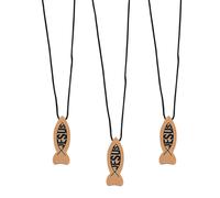 Wooden Jesus Fish Necklaces - Bulk Set of 12 - Church VBS and Sunday