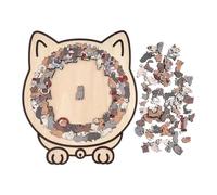 Wooden Jigsaw Puzzle - 135 Piece Cat Puzzle for Adults and Kids | Precision Cut Wooden Animal Puzzles with Frame, Fun Brain-Boosting Gift for Cat Lovers, Family Game