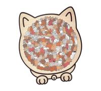 Wooden Jigsaw Puzzle - Animal Shape Wood Puzzle 135 Pieces | This 135-piece Wooden Cat-shaped Puzzle Features Morandi-colored Accents, Intricate Cat-themed Pieces, A 3D Cat Design, And U