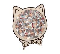 Wooden Jigsaw Puzzle - Animal Shape Wood Puzzle 135 Pieces | This 135-piece Wooden Cat-shaped Puzzle Features Morandi-colored Accents, Intricate Cat-themed Pieces, A 3D Cat Design, And U