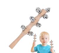 Wooden Jingle Hand Bells Stick, Musical Percussion Shaker Rattle Instrument with Handle, Ideal for Dancing, Stage Performances, Concerts, Birthday Parties, and Music Education, 7.48x1.97x0.79 inches