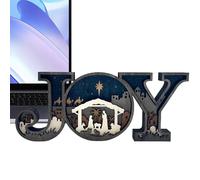 Wooden Joy Sign, Rustic JOY Letter Decor, Festive Holiday Ornament, Wooden Tabletop Decoration, Farmhouse Decors, Ideal para Acción de Gracias, Fall, y Autumn Displays, 23x9.5x2.3 cm
