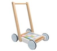 Wooden Kid Walker for Girls, Boys Kid Learning Walker with Building | 15.75x11.81x9.84IN Kid Stroller Child Toys Educational Toys for 10-24 Months