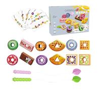 Wooden Lacing Beads - Fruit String Game Lacing Wood Blocks Toys | Table Logical Thinking Game | Kindergarten Educational Interaction Toy, Shape Matching, Color Recognition, Fine Motor Skills, 21x5x14c
