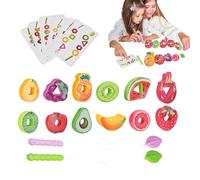 Wooden Lacing Beads - Fruit String Game Lacing Wood Blocks Toys | Table Logical Thinking Game | Kindergarten Educational Interaction Toy, Shape Matching, Color Recognition, Fine Motor Skills, 21x5x14c