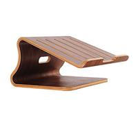 Wooden Laptop Stand for Desk, Heightened Wooden Brackets Laptop Riser, Hovering Heat Dissipation Laptop Holder, One-Piece Bending Laptop Mount for Home Office (Color : Walnut)