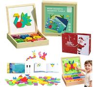 Wooden Magnetic Pattern Block Puzzle Set, Early Math Geometric Concepts Fine Motor Toys, for Toddlers, Boost Creativity, Shape Recognition, Early Math Skills (180pcs)