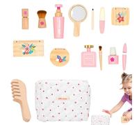 Wooden Makeup - Smooth Wood Standard Size | Cute Toy With Zipper Bag | Kids Beauty Salon Pretend Play Kit Learning Gift For Girls And Boys Ages 3+ Kindergarten Classroom And Daily Use