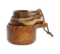 Wooden Measuring Cups and Spoons Set, Farmhouse-Style Natural Wood Coffee Scoop, Rustic Measuring Tools for Beans, Sugar, Salt, Honey, Seasonings, Baking, Cooking