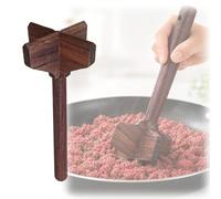 Wooden Meat Chopper & Potato Masher,Premium Wood Hamburger Ground Beef Mashers,Portable Non-Scratch Durable Wood Kitchen Tool for Various Foods (Dark)