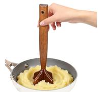 Wooden Meat Chopper - Wooden Food Press Masher, Heavy Duty Food Smasher with Ergonomic Grip Handle, Handcrafted Professional Mincer Tool, Ideal for Barbecue Restaurant Kitchen Dining Room