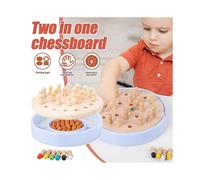 Wooden Memory Match Stick Chess Game, 2 In 1 Color Memory Chess Board Game, Brain Teaser Funny Family Game for Kids Adults