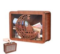 Wooden Money Bank - 7inc Secure Objection Crate, Decorative Retro Cash Saver, Clear Counter Window Numbered Tracking System | for Kids Adults Learning Budgeting Budgeting Daily Savings Goal Setting