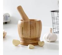 Wooden Mortar and Pestle Set, Garlic Crusher Grinder Kitchen Too