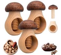 Wooden Mushroom Shaped Walnut Wood Clip - Manual Walnut Cracking Tool with Screw Press Mechanism for Walnuts, Hazelnuts, Pecans & Chestnuts
