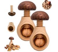 Wooden Mushroom Shaped Walnut Wood Clip, New Portable Manual Walnut Cracking Tool, Multipurpose Nutcracker Tool with Screw for Hazelnuts,Pecans,Chestnut