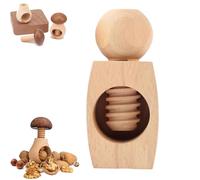 Wooden Mushroom Shaped Walnut Wood Clip, New portable Walnut Cracking Tool, Chestnut Peeler, Screw Mechanism, Effortless Cracking,for Walnuts, Hazelnuts, Pecans, Chestnut (B-shape)